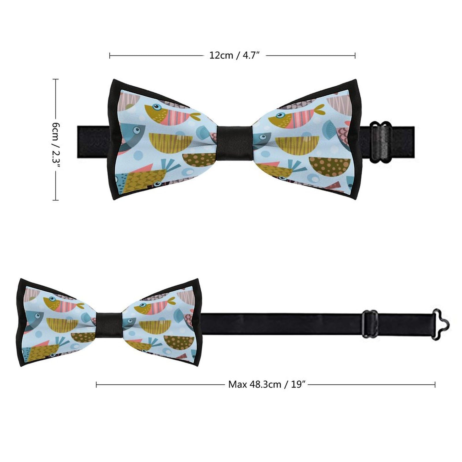GoasNei Colorful Fishes Pattern Bow Tie for Men Adjustable Necktie Funny Tie Neck Ties for Weddings Party