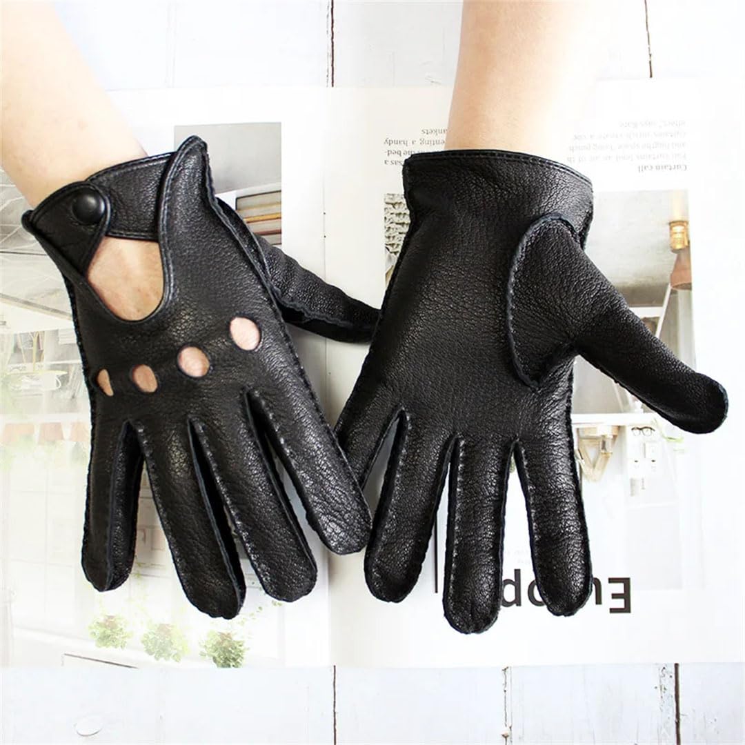 Gants de conduite en cuir pour homme - Gants de moto fins et respirants - Pour printemps et été
