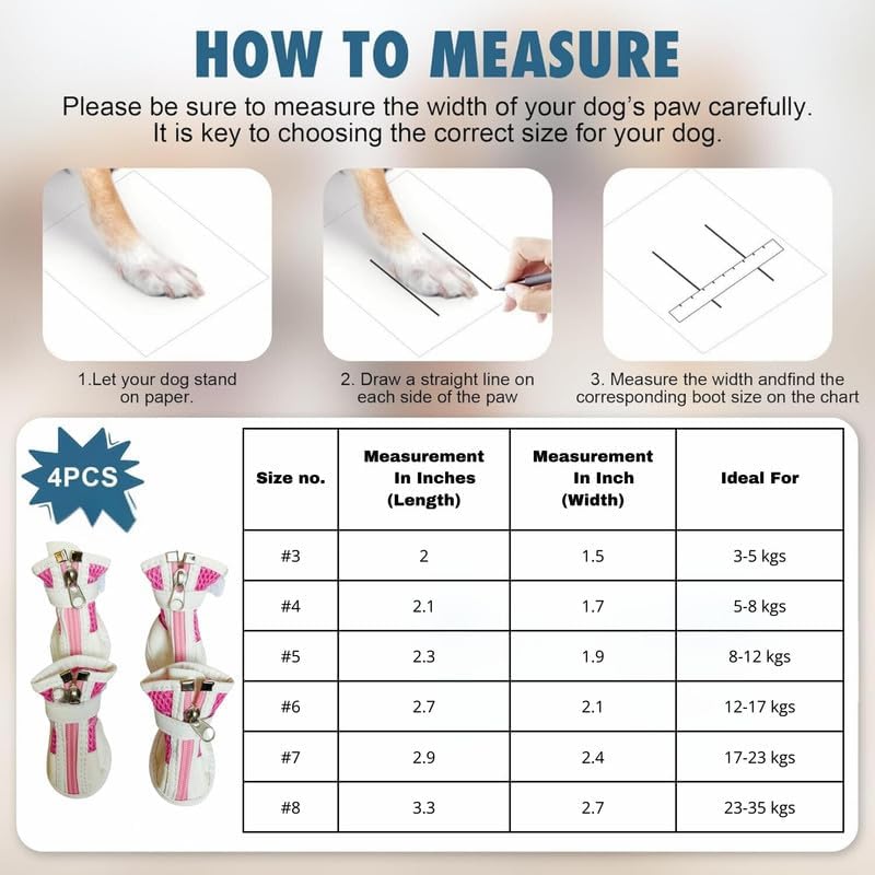 Image of Dog Shoes for Shih Tzu, Golden Retriever, German Shepherd /Summer Heat Dog Boot Adjustable Non-Slip, PU Paw Protector-Waterproof Size- for 31 to 45 Kg All Dogs (L X W Paw-3.94 x 3.14) Inch