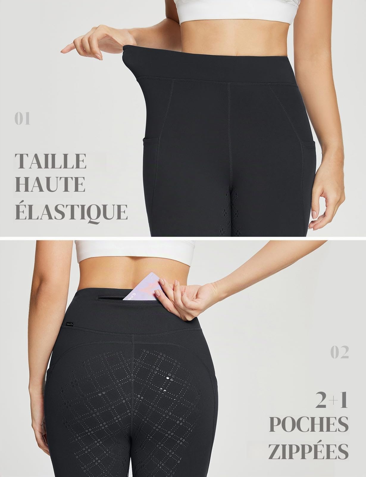 baleaf Pantalon d'équitation Thermique pour Femme avec Doublure en Polaire et Poches arrière