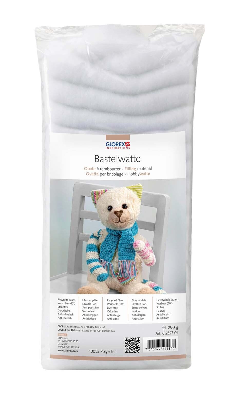 Glorex Craft Wadding 250g, Cotton Wool, White, 47 x 20 x 10 cm, 24 Units