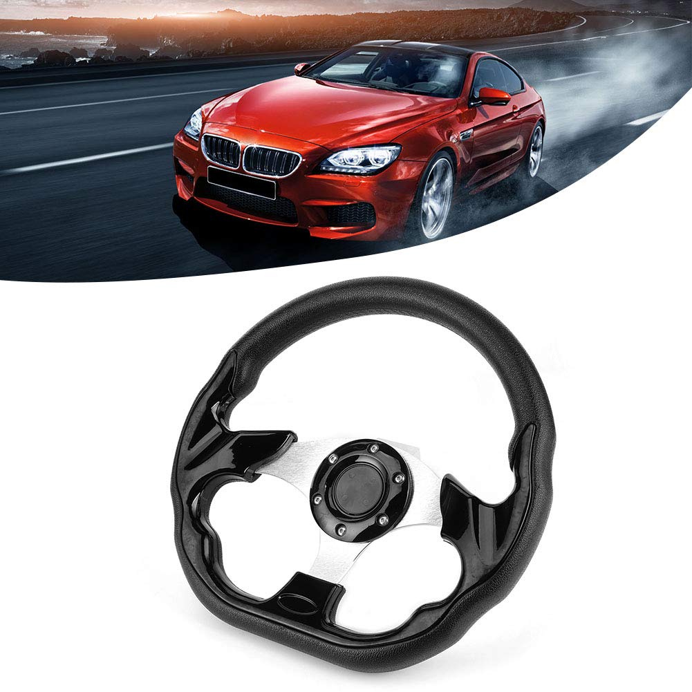 Volante per auto volante nero 320 mm / 12,5 pollici con pulsante del clacson adatto per la maggior parte dei veicoli.,volante
