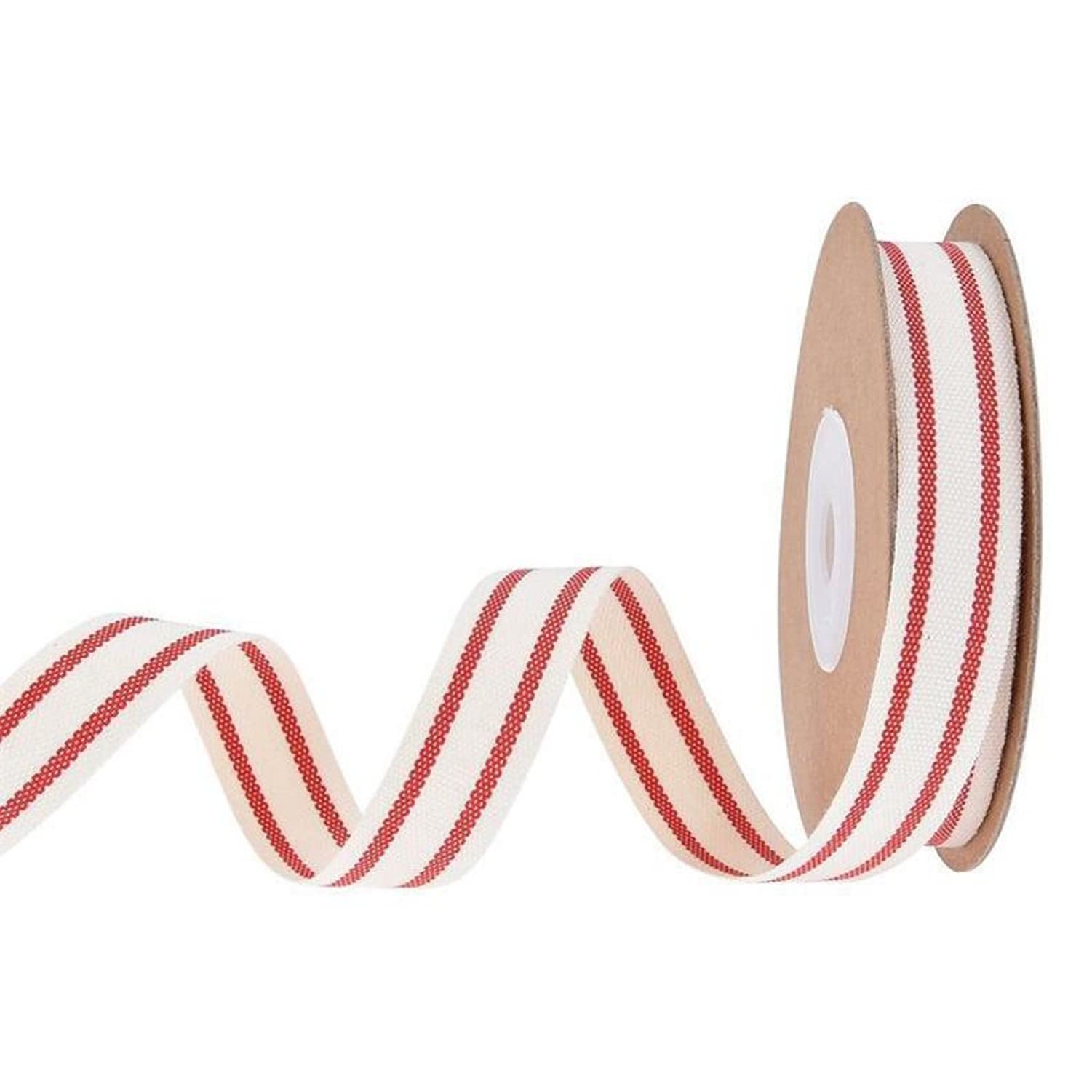Easnea Red Stripe - 1.5Cm 10 Yards Natural Cotton Ribbon Stripes Fabric Ribbon Red And White Stripe Ribbon For Diy Crafts Ribbon For Gift Wrapping Home Decor Sewing