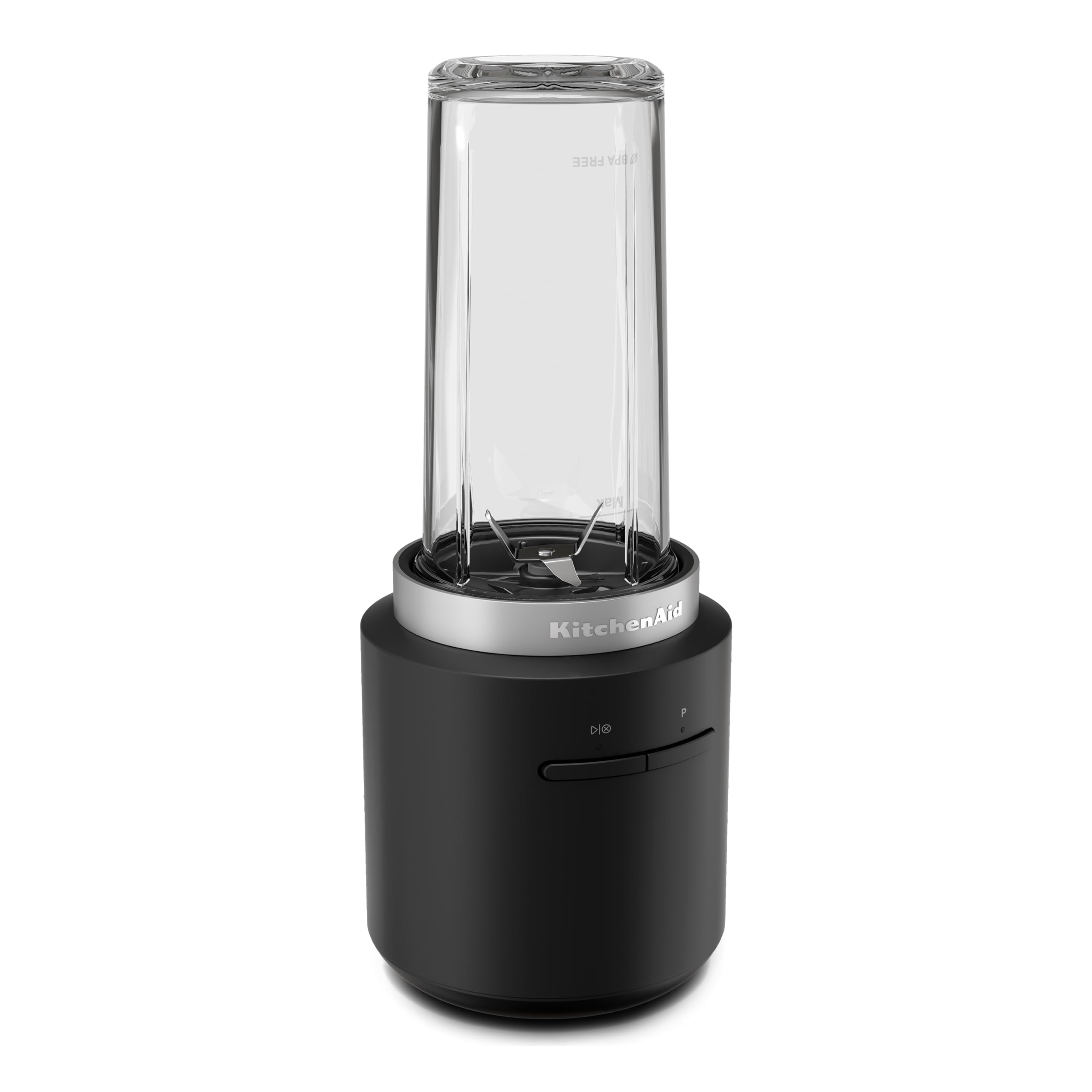 KitchenAid Go Batidora Portátil Inalámbrica con Batería, 473ml, Cuchillas Asimétricas de Acero Inoxidable, Tapa de Viaje, 20 Min de Autonomía, Negro Mate