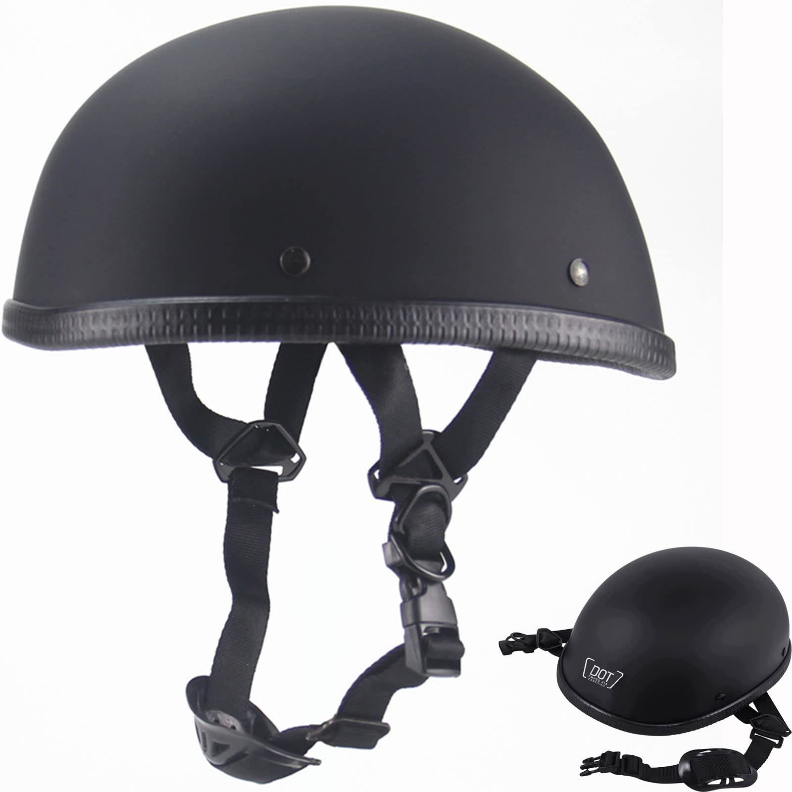 Motorcycle Half Helmet DOT Approved Ultra-Thin Comfortable Beanie Cruising Skull Cap Novelty Small Helmet for Chopper Moped Scooter Motorbike Mopeds Scooters Electric,L,B