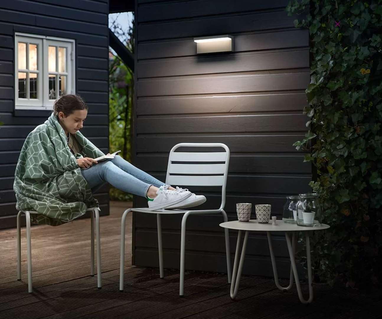 Philips Lighting Bustan Lampada da Parete da Esterno, LED, senza Sensore di Movimento, 2700 K, Grigio Scuro