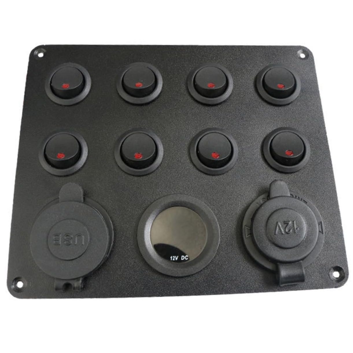 MUCKLILY Dual USB Socket Car Adapter Splitter 8 Gang Automotive Panel Digital Voltmeter Marine Boat Switch Panel