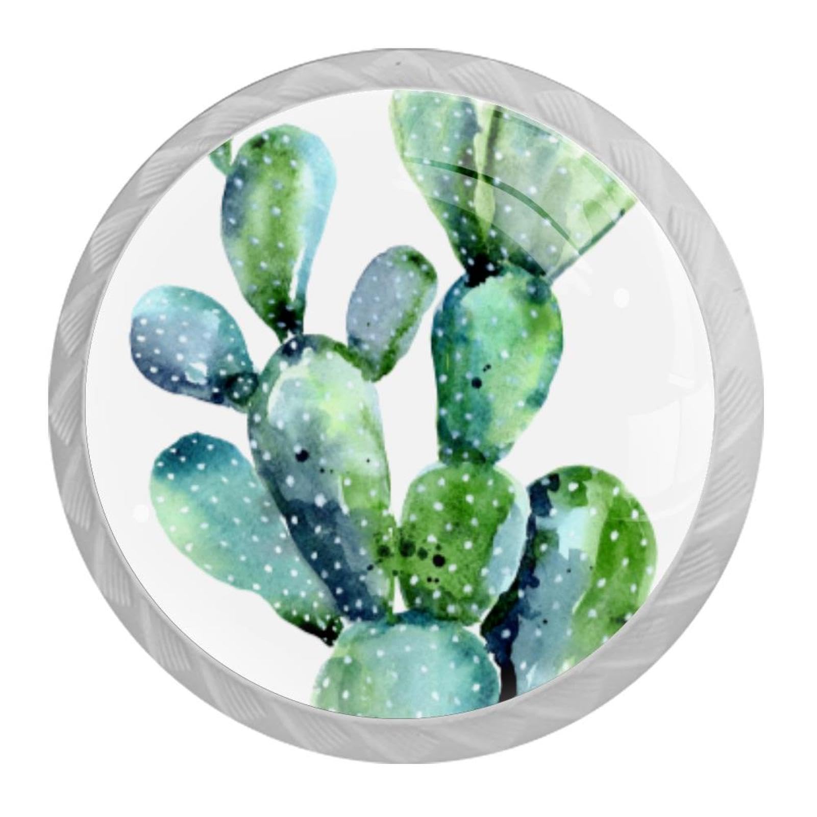 Tqmspg 4 Pieces Drawer Pulls Cactus Door Knobs Dresser Handles for Kitchen Wardrobe Cupboard Hardware Furniture