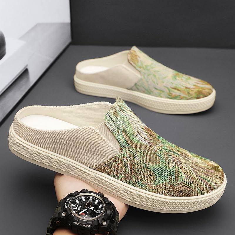 Men's printed fabric slip-on lightweight and simple slippers with soft and comfortable insoles and durable non-slip soles2
