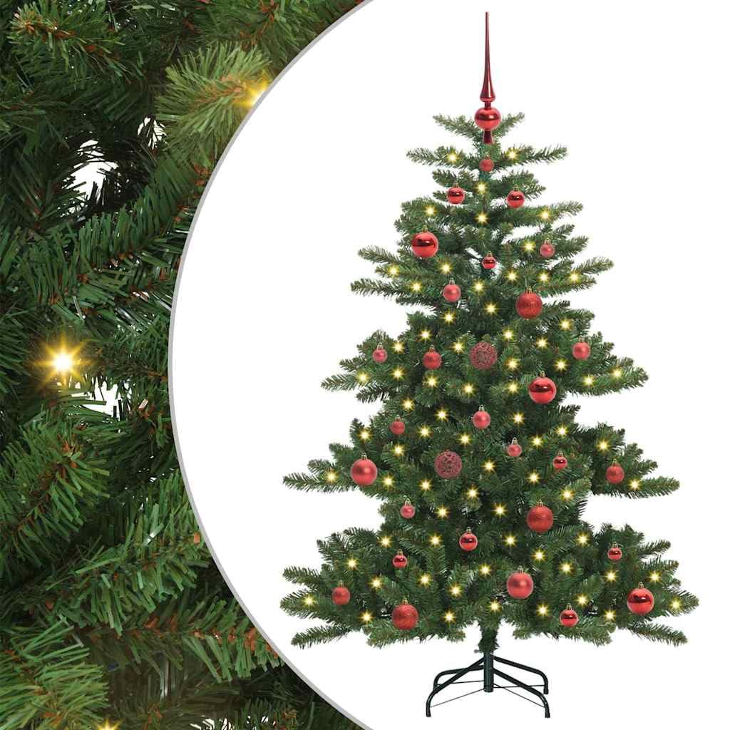 Künstlicher klappbarer Weihnachtsbaum Grün 150 cm, PVC und Stahl, mit 150 warmweißen LEDs, ideal für Festliche Innendekoration zu Weihnachten