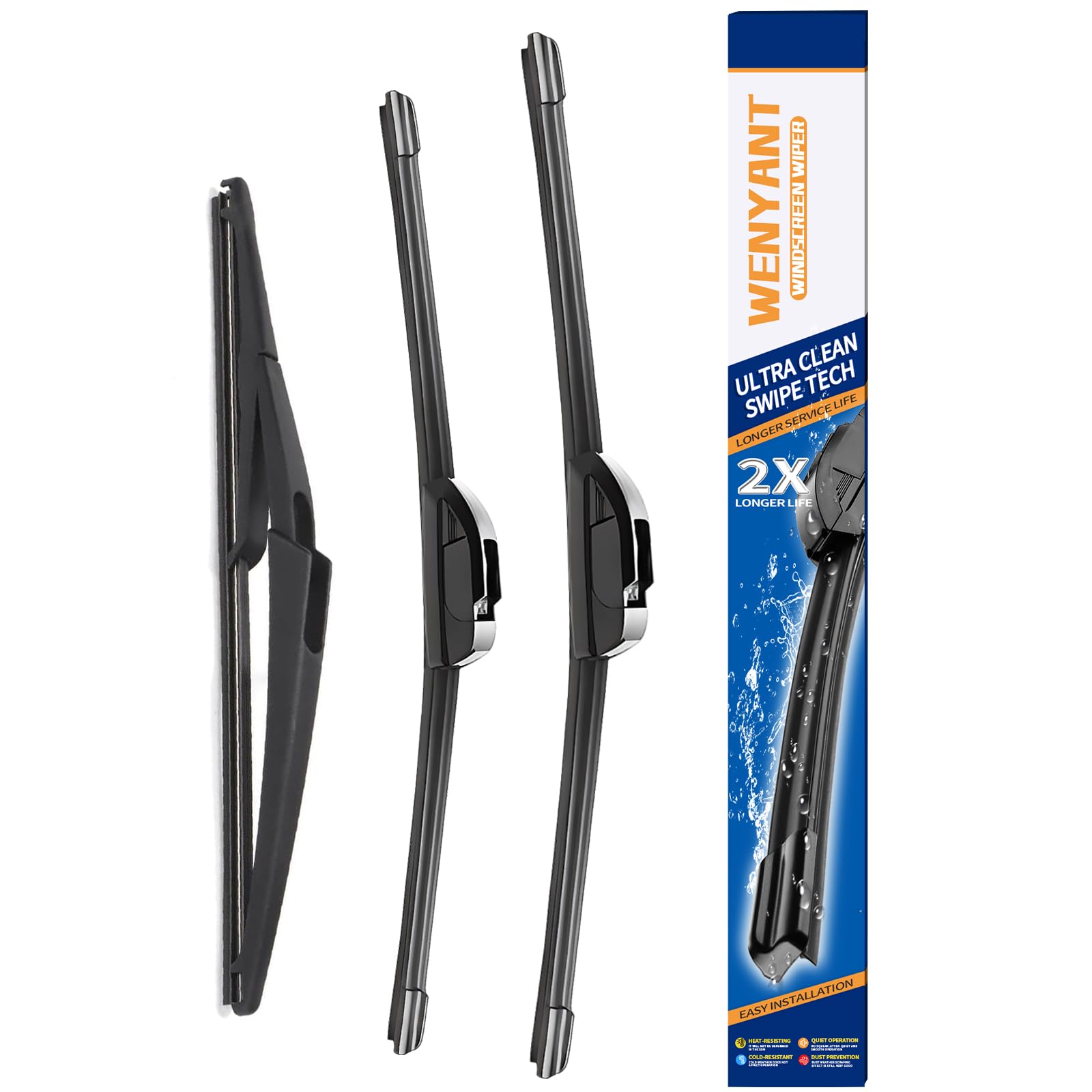 Wenyant Windshield Wiper Blades for My Car Original Equipment Automotive Replacement Compatible with Subaru Crosstrek Impreza 2018~2021 Front and Rear Wiper Blades Set - 26"/16"/12"(Set of 3) — view 23