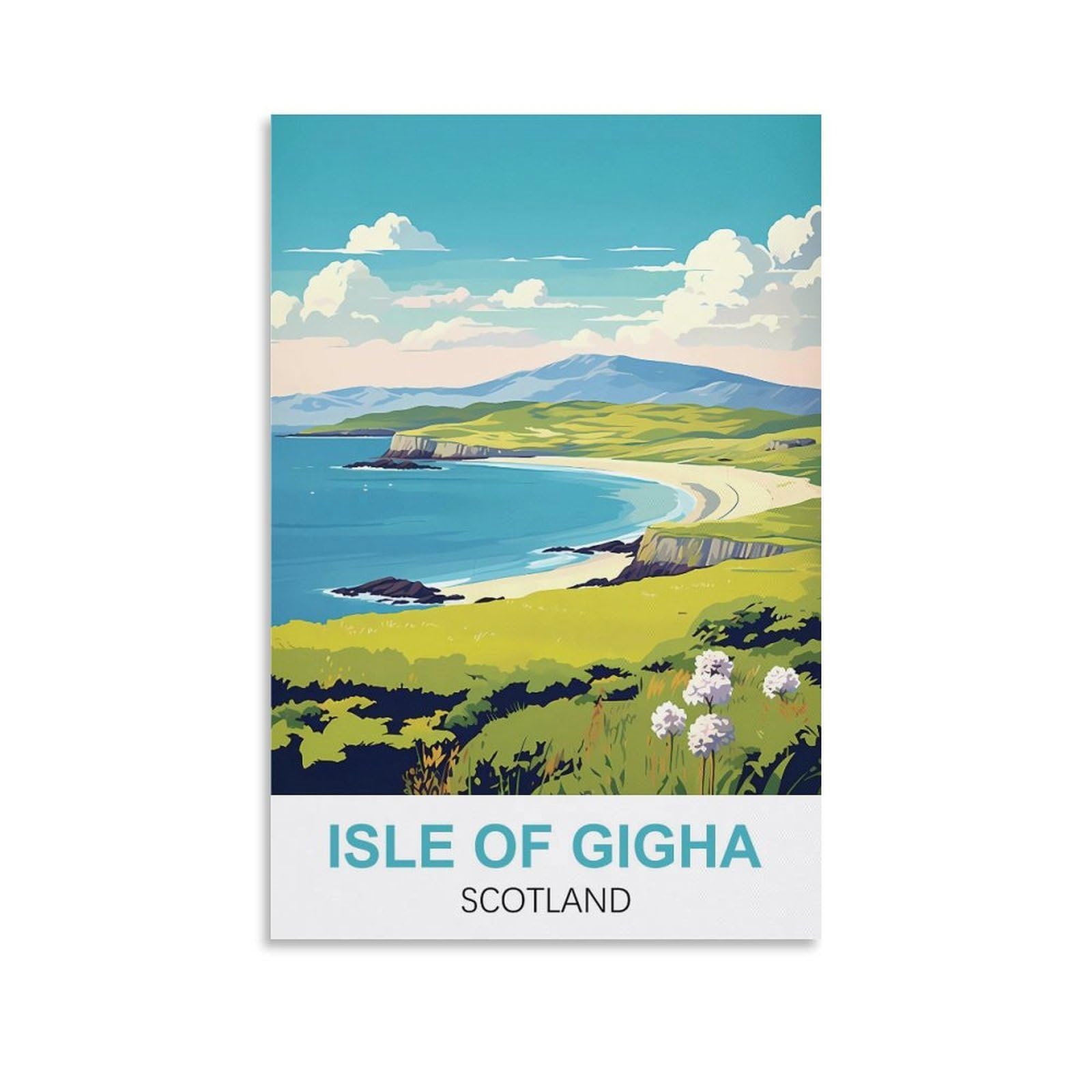 HNROJICO Isle of Gigha Scotland Vintage Travel Poster 08x12inch(20x30cm) Canvas Wall Art Poster Prints