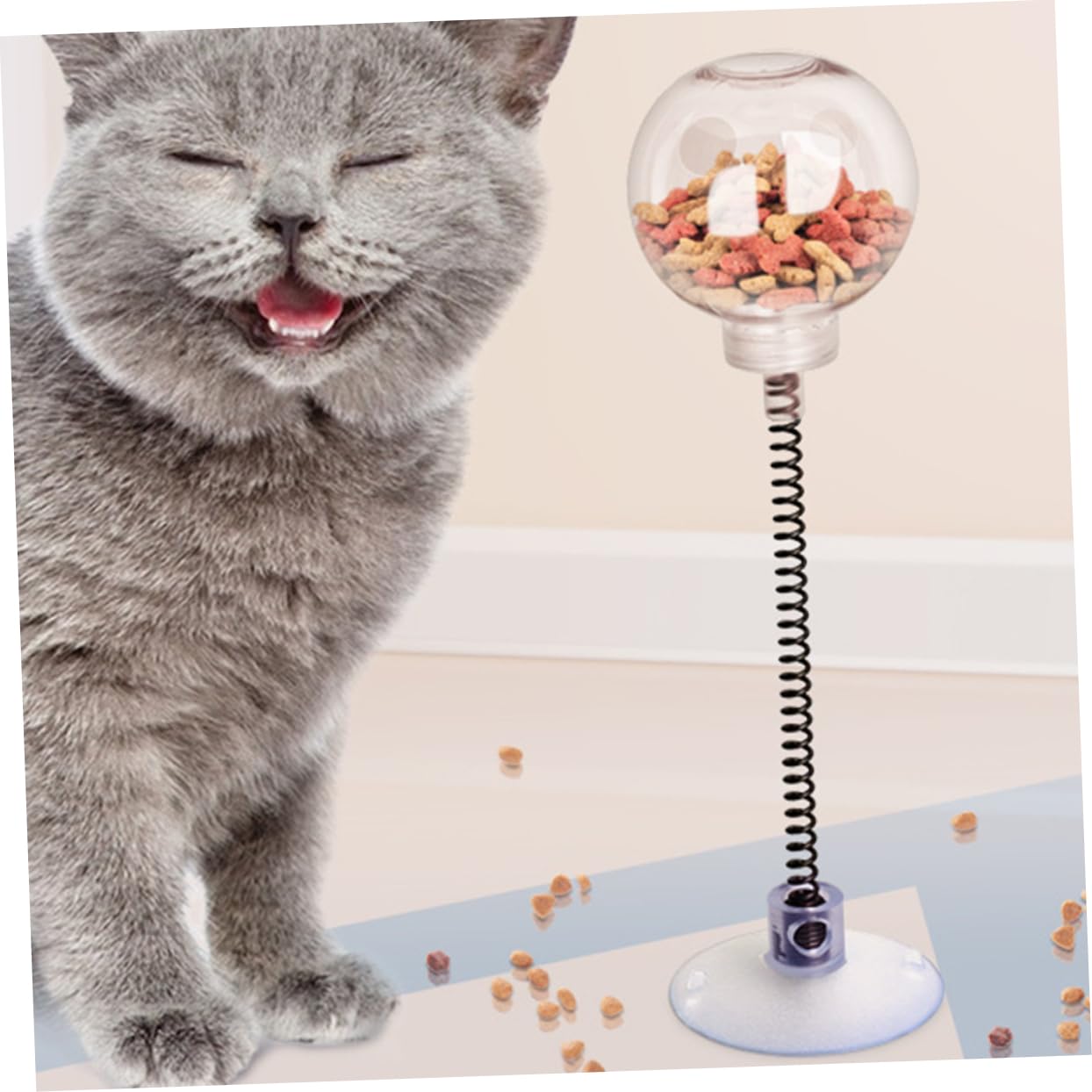 Happyyami 5 Piezas Juguete Bola con Fugas Regalo Gato Juguete para Mascotas Cat Toys Cat Food Dispenser Juguetes Juguete alimentación para Gatos Juguete autojuego Gatito Ventosa