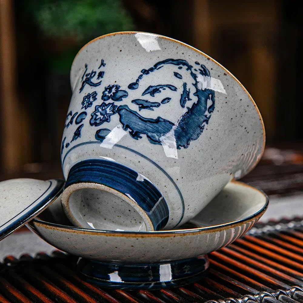 Porcelanowy zestaw do herbaty Gaiwan Kung Fu, Ceramiczny zestaw do herbaty Gaiwan wielokolorowy 180 ml(Calliopsis)