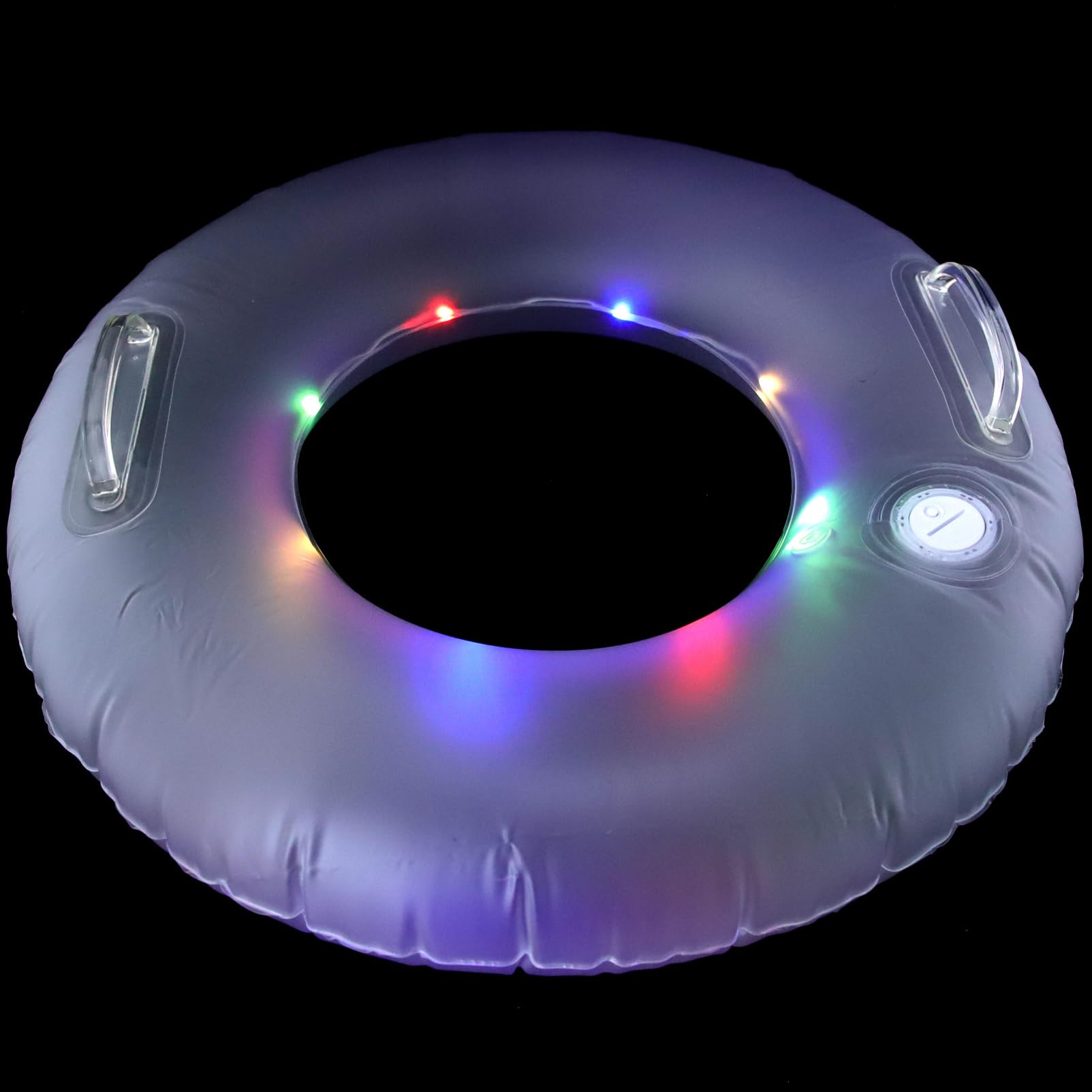 Kisangel Portable Inflatable Pool Floating Ring Luminous Swim Ring with Handles Essential Outdoor Swimming Aid