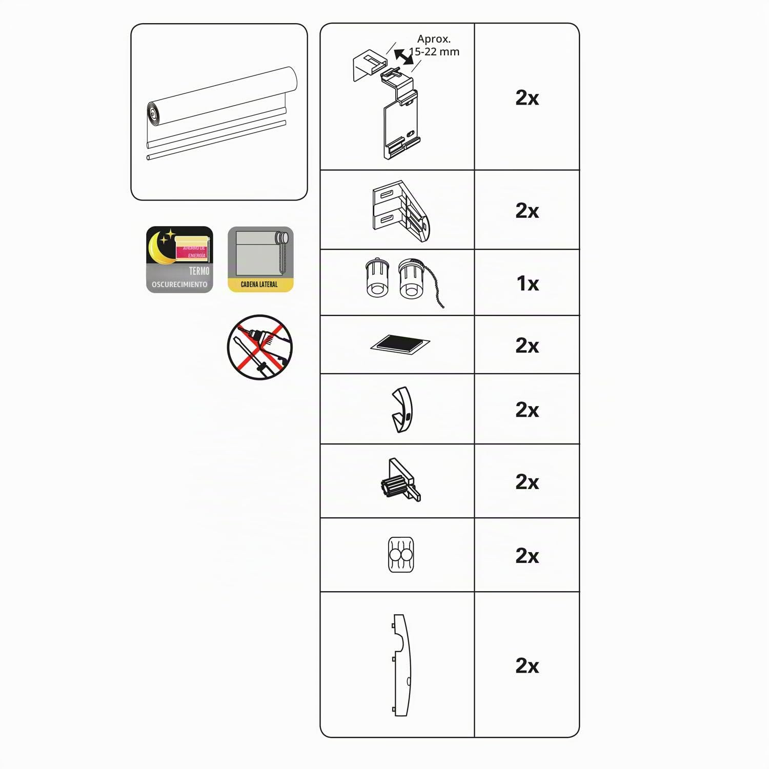 GARDINIA EASYFIX Estor Enrollable con Reverso térmico para enganchar o Pegar, Estor Enrollable Opaco sin taladrar, Protección térmica, Ahorro energético, Pizarra, 90 x 150 cm (AnxAl)