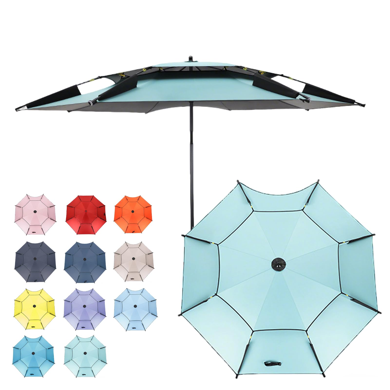 Parasol wędkarski na zewnątrz, 2,0/2,2/2,4 m, parasol wędkarski z kotwicą piaskową i torbą, duży parasol przeciwsłoneczny wodoodporny wiatroszczelny, dwuwarstwowy parasol plażowy dla