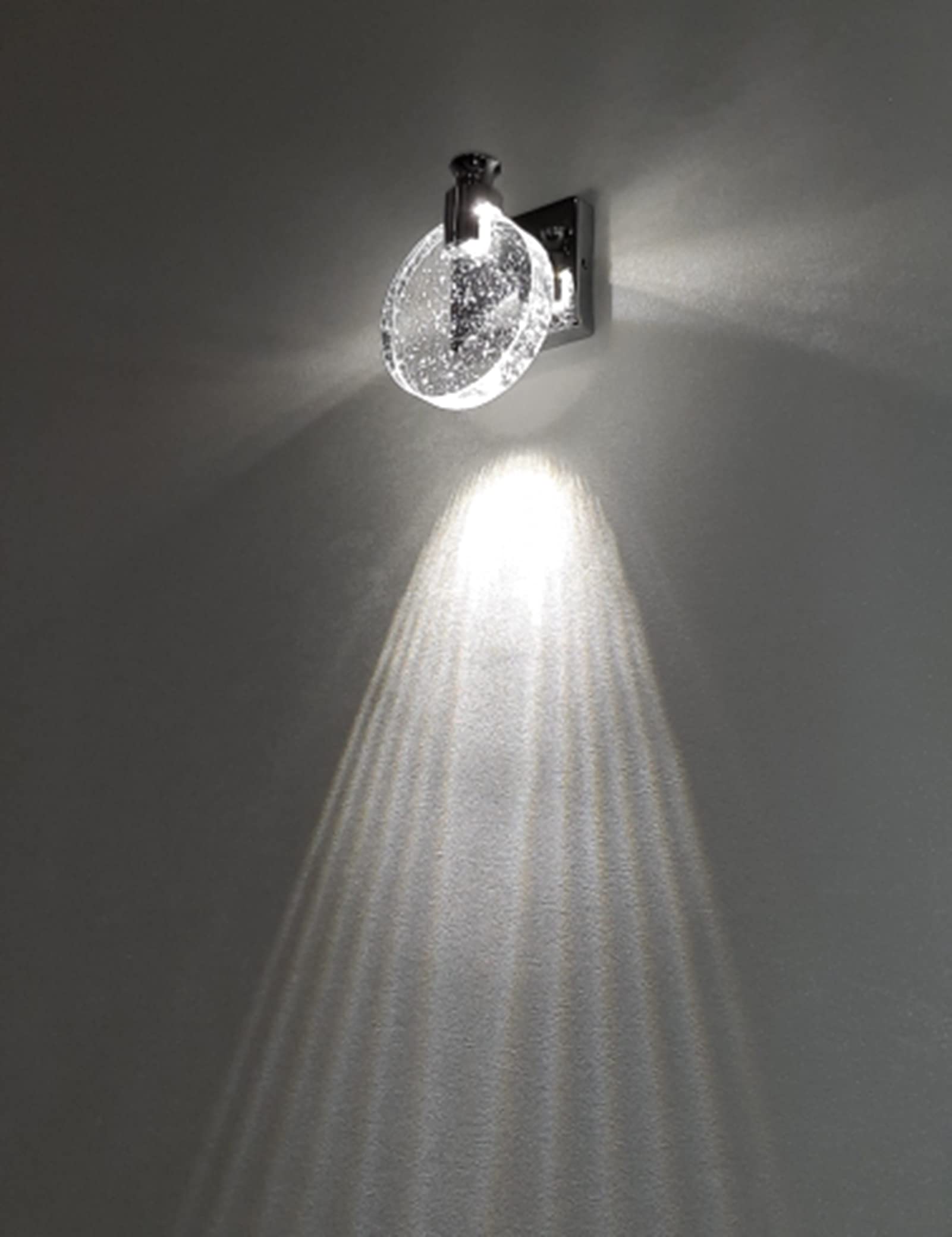 Rund LED Kristall Wandleuchte für Wohnzimmer Schlafzimmer Flur | Kristallblasen-Design, 3 Farbtemperaturen, Vintage Wandlampe Kristall für Nachttisch Badezimmerwaschtisch, Silber, Klein
