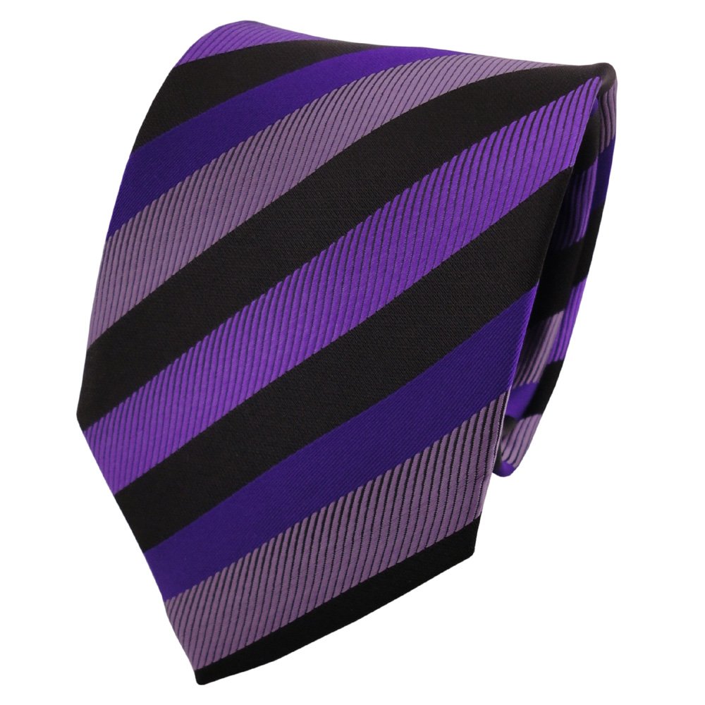 Tigertie Men's Purple Ohne Markenname Tie Necktie Lila Dark-Violet Black Striped - Tie Necktie