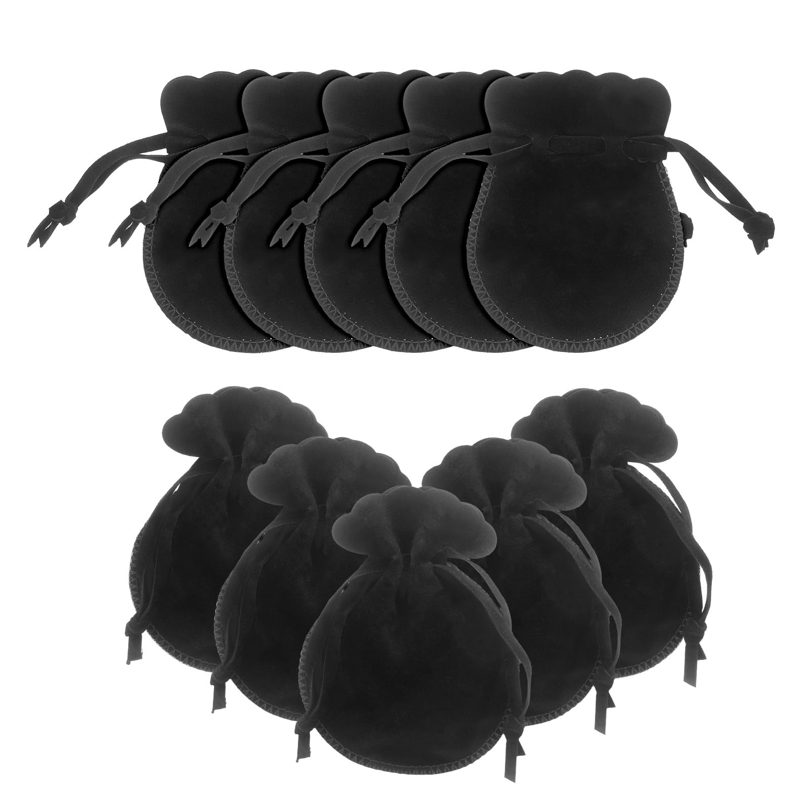 sourcing map 20 Pcs Small Velvet Drawstring Pouches, 2.8" x 3.5" Flannel Calabash Shape Drawstring Jewelry Pouches Velvet Jewelry Bags for Wedding Birthday Party Favors, Black
