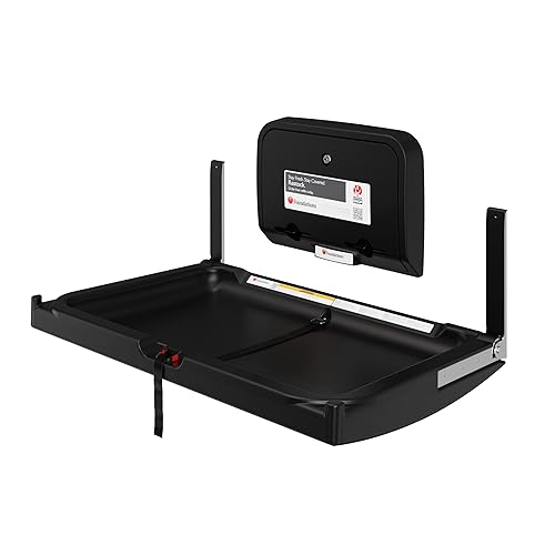 Miniatura 10 de Foundations Elements - Estación de cambiador de bebé horizontal y dispensador de forro con correas de seguridad para baños comerciales negro