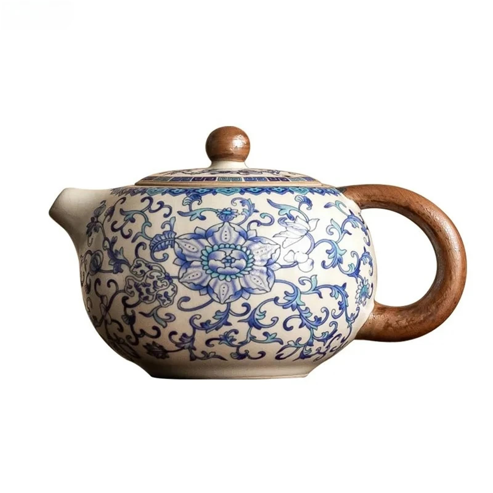 Théière en céramique bleu et blanc infuseur service Kung Fu rétro fait main