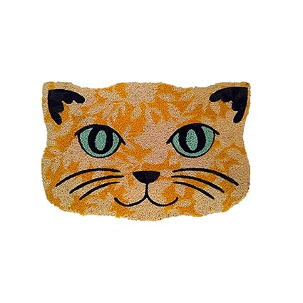 Mats Avenue Printed Coir Door Mat Cat Shaped Limited Edition Multi Color with Tough Rubber Backing for Home , All Entrances , Kids Room , Play School and Many More 40x60 cm