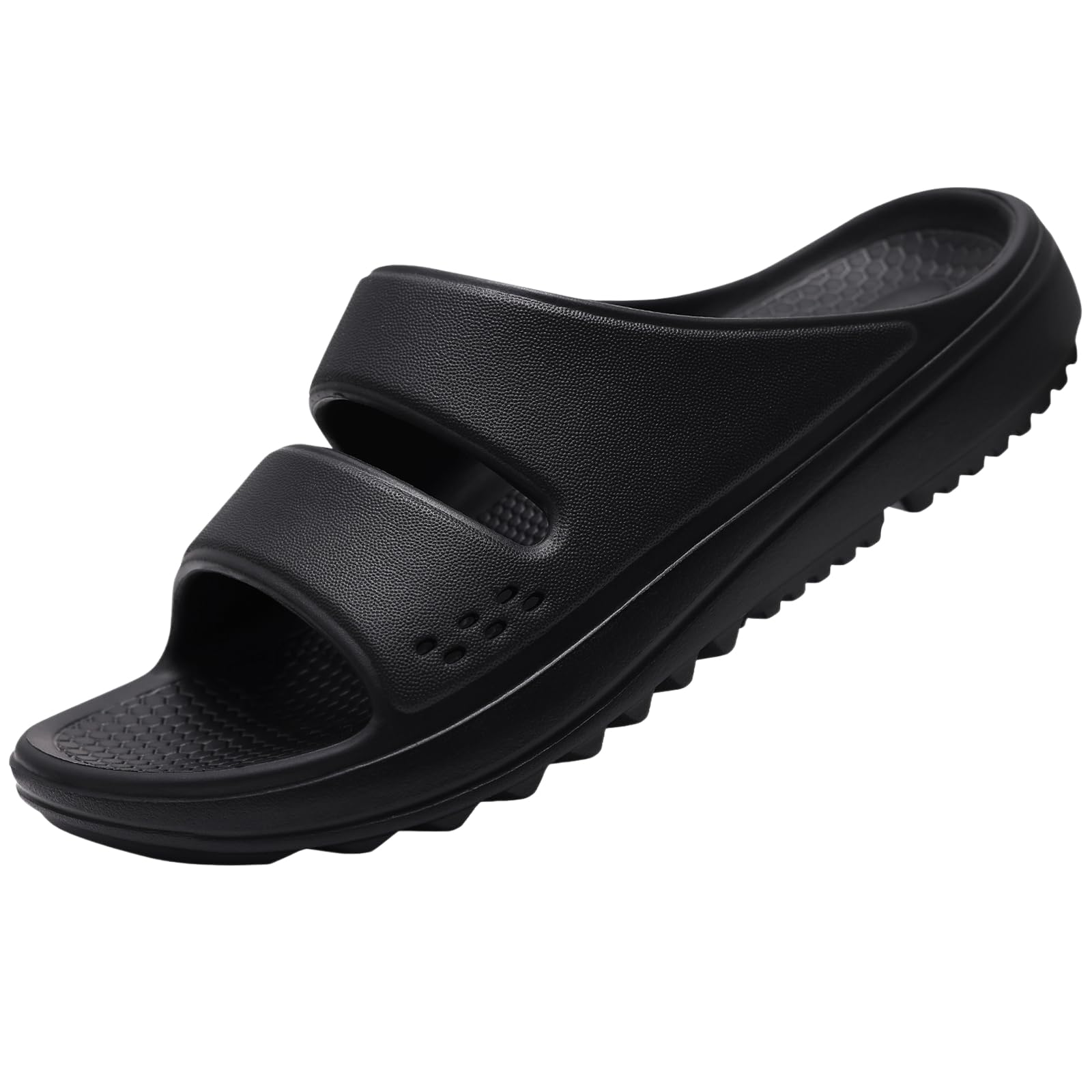 Slides Mujer Diapositivas De La Plataforma Correa Corte Doble Khaki Unisex - Zapatillas Dedo Abierto Eva Transpirables Cojín Grueso para Ducha Interior Y Desgaste Casual Al Aire Libre-black-41