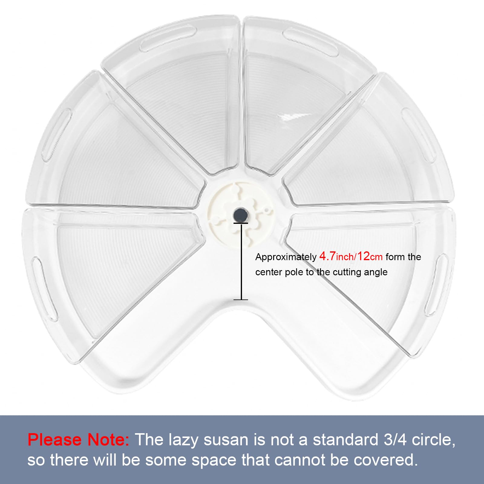 Leeden Lazy Susan organizer do szafki z uchwytem, 25 x 25 x 10 cm trwałe plastikowe przezroczyste pojemniki do przechowywania w kuchni (4 paczki), 1/8 klin, głęboki pojemnik