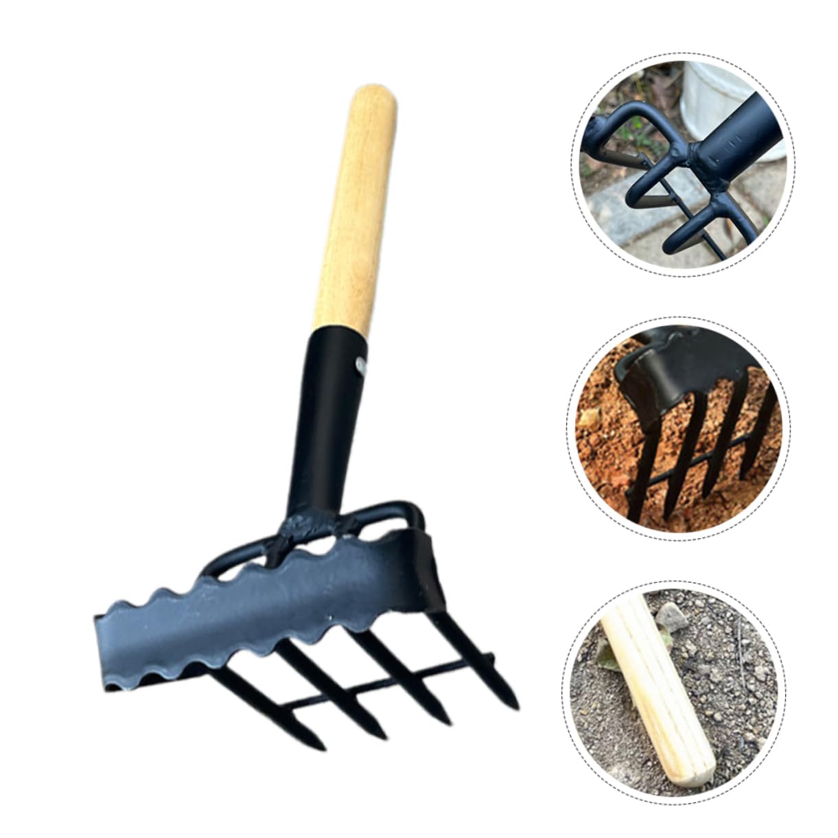 TOYANDONA Kleiner Handrechen für Gartenarbeit Multifunktionales Gartengerät Verschleißfestem Material zum Jäten Lockern und Pflanzen Bäumen für Hobbygärtner und Profis