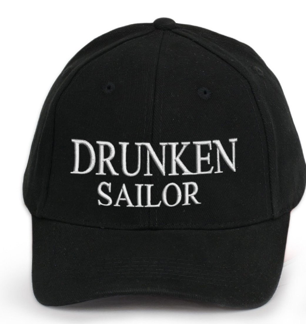 4sold Ancient Mariner, Captain Cabin Boy Crew First Mate Yachting Baseball Cap Inscription Lettering Black White (Drunken Sailor)