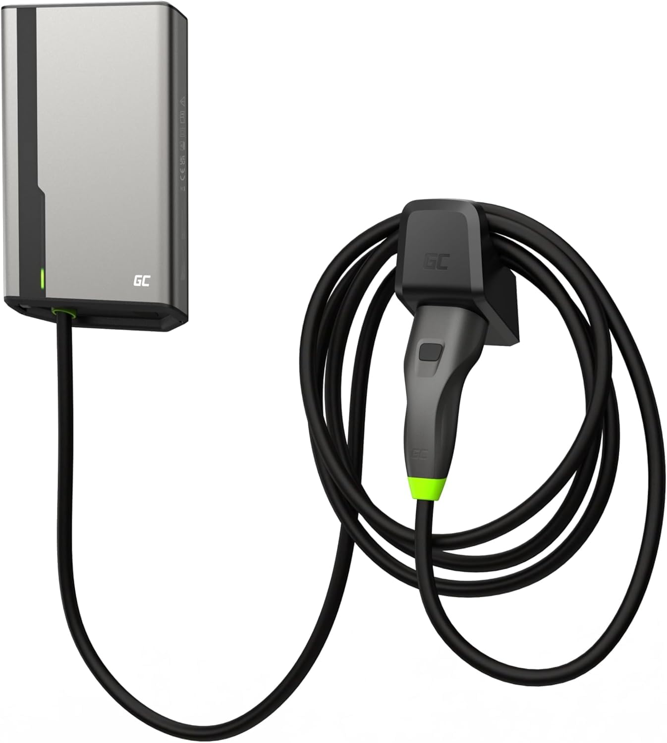 Green Cell GC HabuDen Wallbox 22kW 32A 5m NFC RFID Tipo 2 Cable EV Estación de Carga para Vehículos Eléctricos con GC App Bluetooth WiFi Carga de Coche con 22kW / 11kW / 7,2kW / 3,6kW