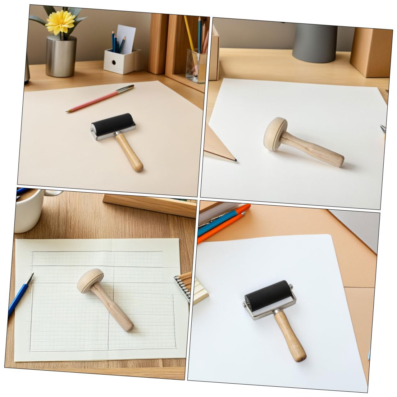 25 Stück Teiliges Druckwalzen-Set aus Gummi und Holz Ergonomisch Leichter Stempelroller für Linoldruck Bastelprojekte und Künstlerisches Drucken Langlebig und Vielseitig für