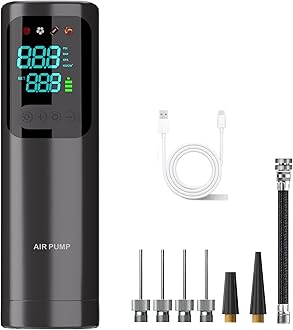 Electric Ball Pump Set Portable Fast Inflator Pump Smart Air Pump with Accurate Pressure Gauge and 4 Preset Modes for Basketball Football Volleyball Sports ball (Max 17 PSI, 4000mAh)