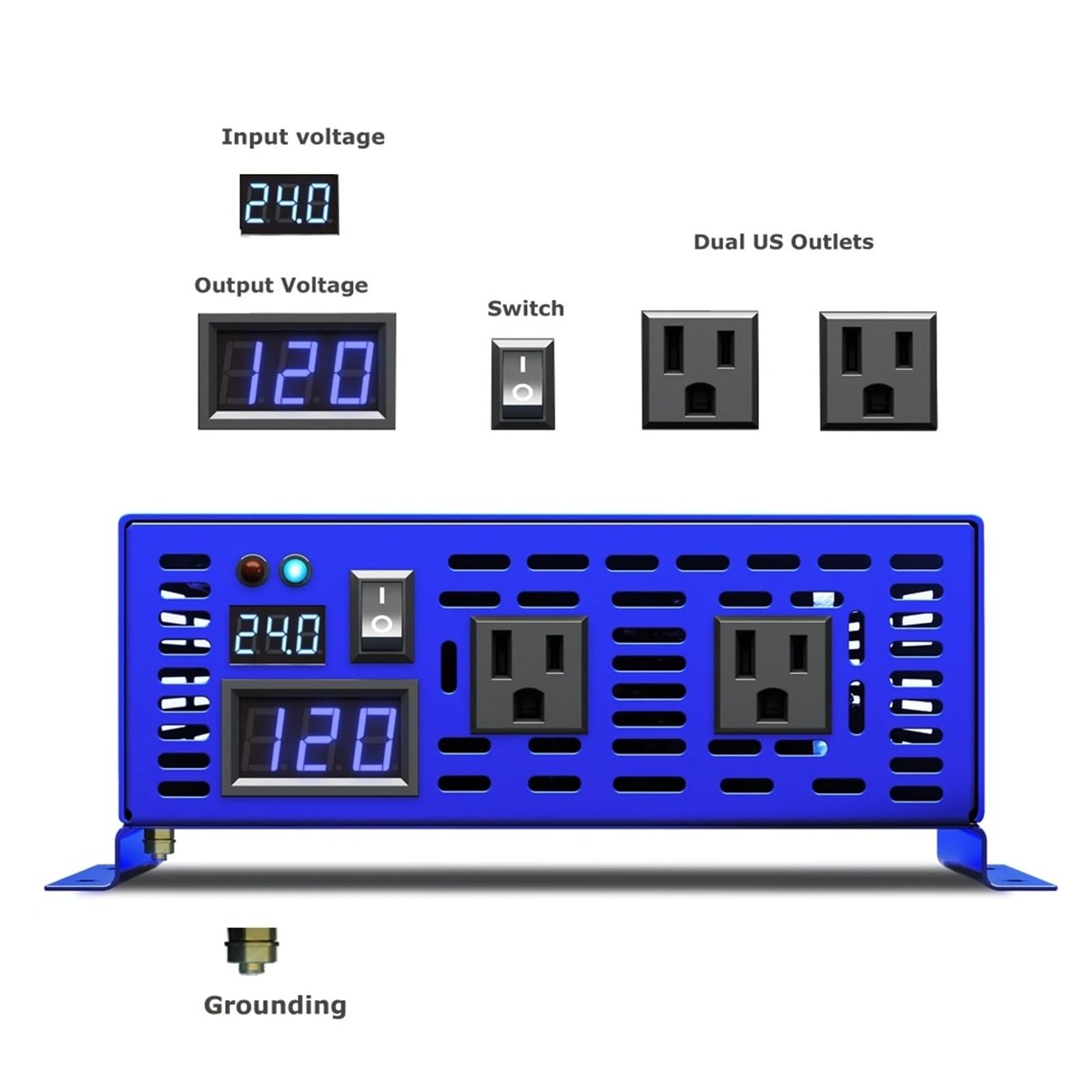Convertidor Adaptador Inversor Solar Onda Sinusoidal para Pura 1000W Fuera Red Fuente Batería 24V 220V Convertidor CA 12V 36V 48V CC 100V 120V 230V 240V inversor