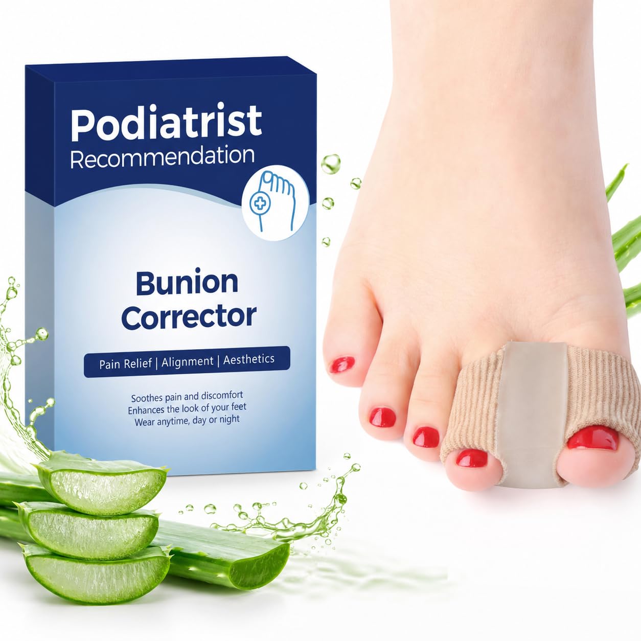 Habioer Hallux Valgus Bandage, Weich Silikon Gel Pad entzündeten Fußballen Fuß Zwei Zehenspreizer Separator Corrector （schwarz）