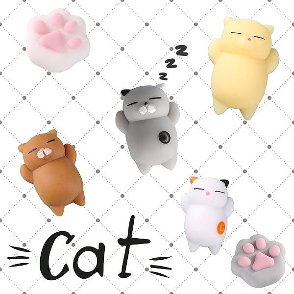 GWAWG 6Pcs Jouets Squishy Mini Mignons, Mochi Squishy Soft Patte de Chat, Jouets Anti-Stress, Jouets à Presser pour Enfants et Adultes, Jouets de Détente et Cadeaux Kawaii, Jouets Mignons pour Tous - 3