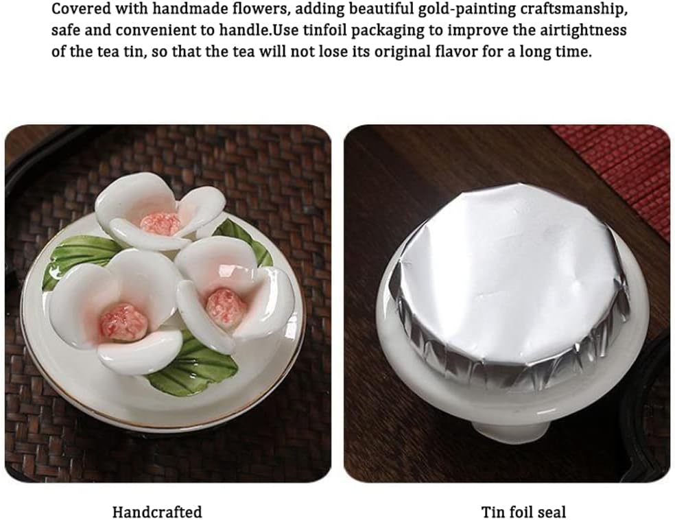 Tea Jars Storage Tea Jars Storage Delicate Ceramic Food Storage Ceramic Flower Lid Tea Caddy for Home and Kitchen Serving for Coffee Sugar Tea and More (Color : D)