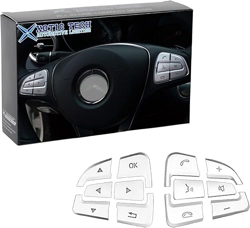 Xotic Tech - Cubierta de botón de control lateral del conductor, compatible con Mercedes A B GLA GLS GLE CLS (plateado)