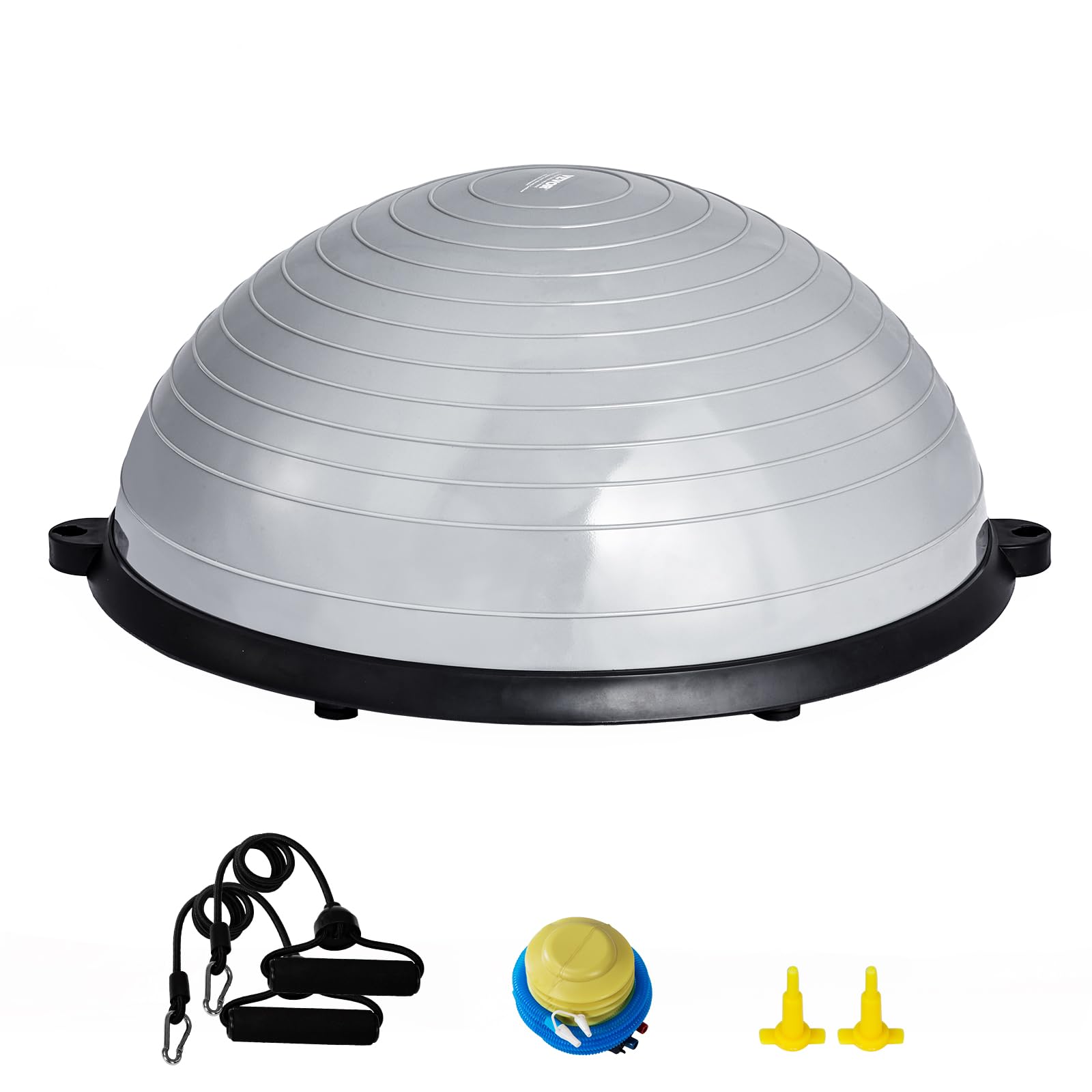VEVOR Mezza palla da allenamento, per allenamento con palla da 680,4 kg, palla da yoga con fasce di resistenza e pompa a piede, palla fitness per allenamento a casa e palestra per tutto il corpo