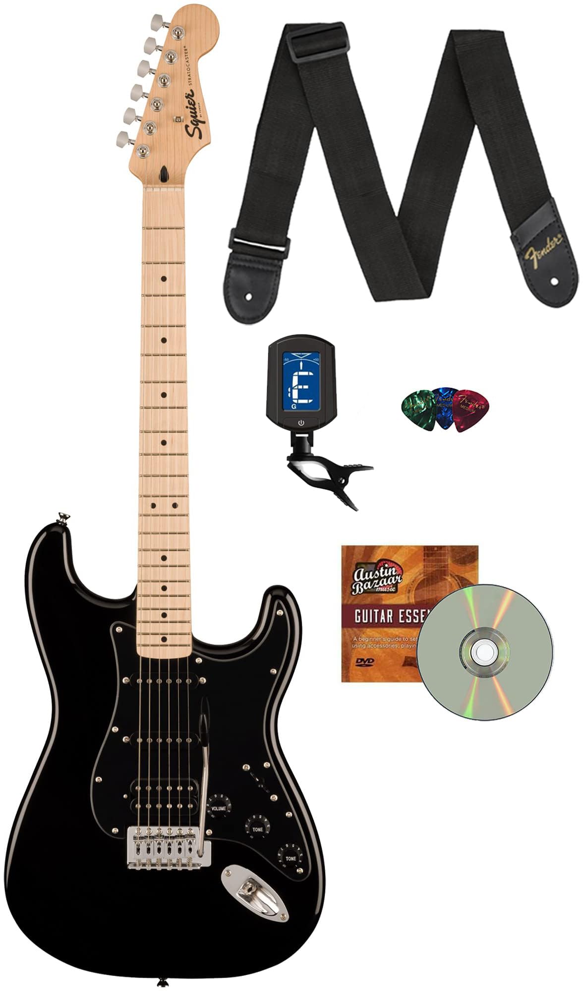 Amazon.com: Fender Squier Sonic Stratocaster HSS - Black Bundle