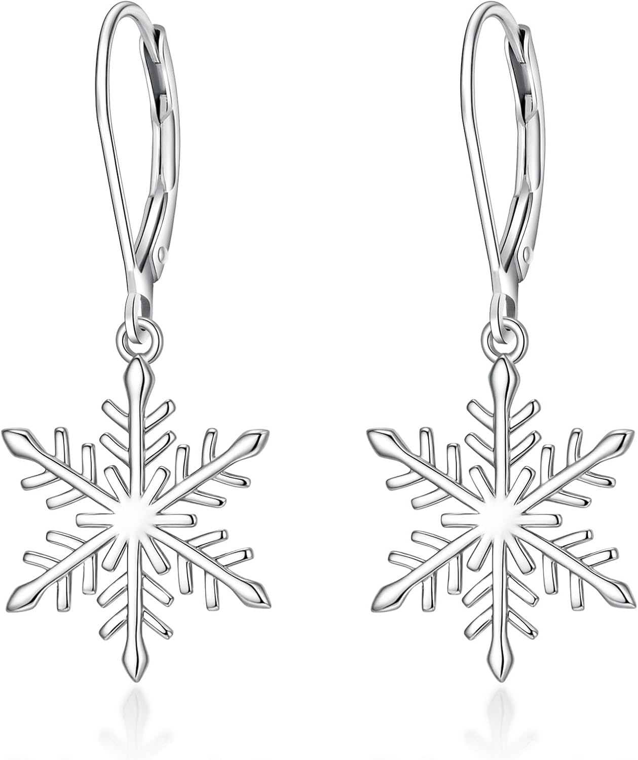 BriLove Snowflake Earrings for Women Winter Party Flower Snowflakes Hook Dangle Drop Pierced/Leverback Earring for Christmas