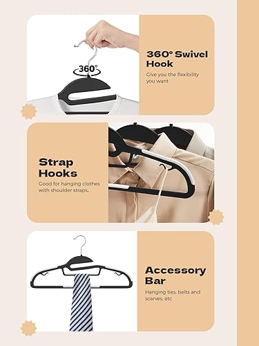 Miniatura 7 de HOUSE DAY Paquete de 50 perchas de plástico resistentes que ahorran espacio, perchas antideslizantes con almohadillas de goma, perchas duraderas