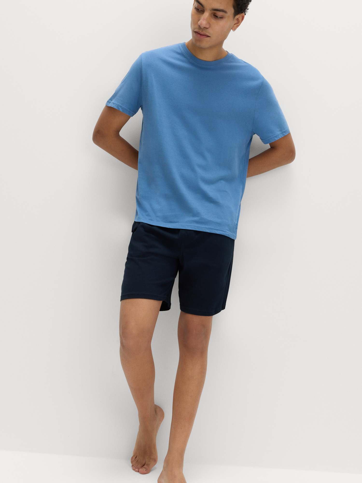 Marks & Spencer Conjunto de Pijama de Algodón Puro para Hombre, Ajuste Normal, Cintura con Cordón, con Bolsillos