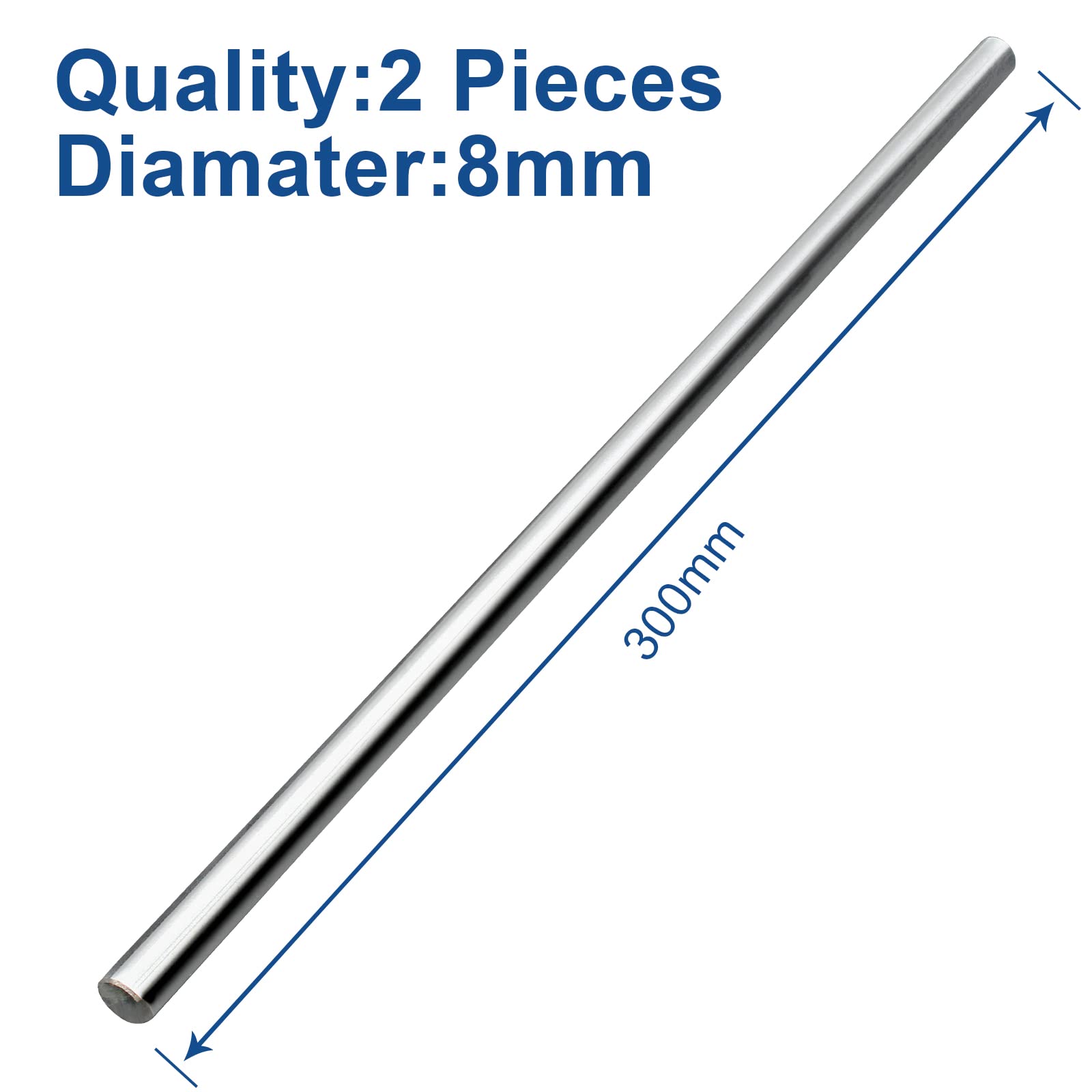 Litoexpe 2-Pack 8mm x 300mm Linear Motion Rods Shaft Guide, 5/16" x 11.81" — Amazon image 2
