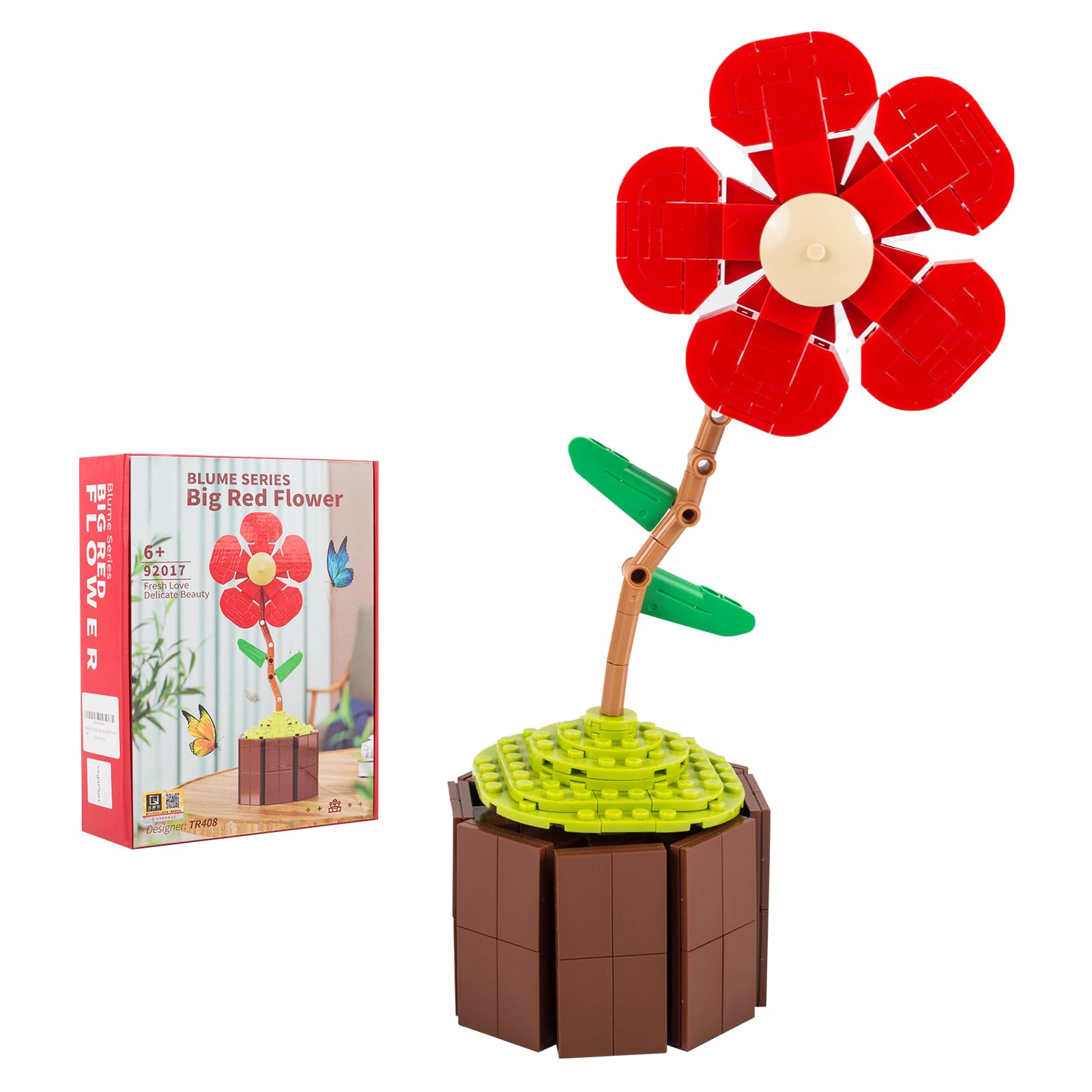 Photo 1 of 2 PACK VegaFlyer Building Blocks Artificial Flowers DIY Building Toys for Kids Teens and Adults Home Decoration Gifts for Girlfriend Birthday Valentines Day
