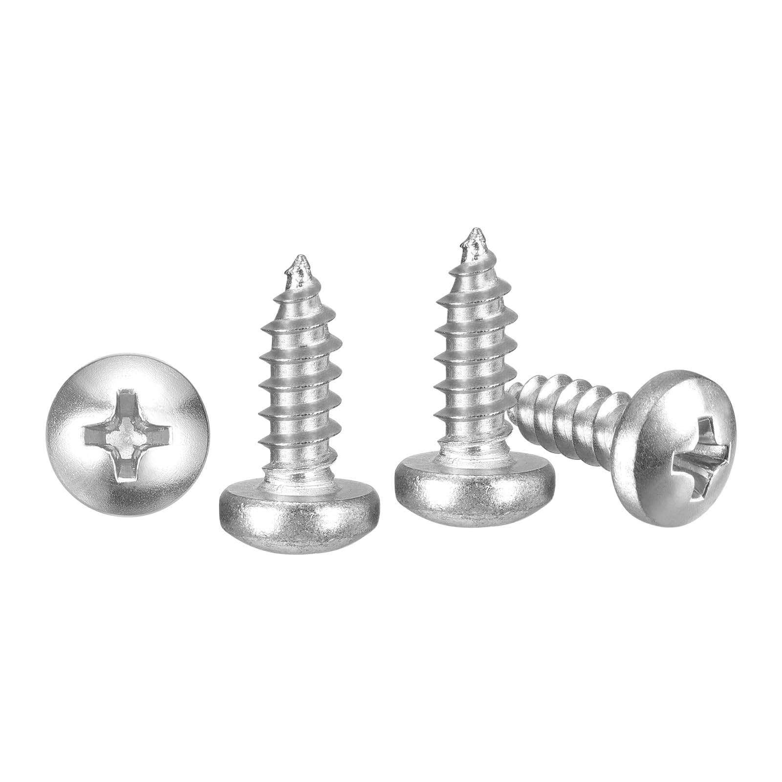 METALLIXITY Phillips Pan Head Self Tapping Screws(#10x3/8") 100Pcs, 304 Stainless Steel Self Drilling Screw for Metal Wood Plastic, for Cabinet Wall Shutter Plate Rock Furniture, Silver Tone — image 1