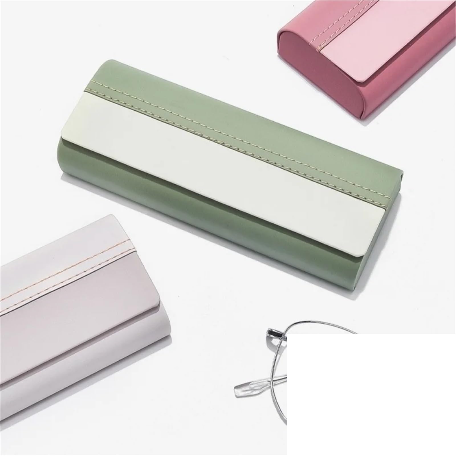 Estuche de cuero for gafas, caja almacenamiento portátil antipresión, accesorios for, 2 uds Para Gafas
