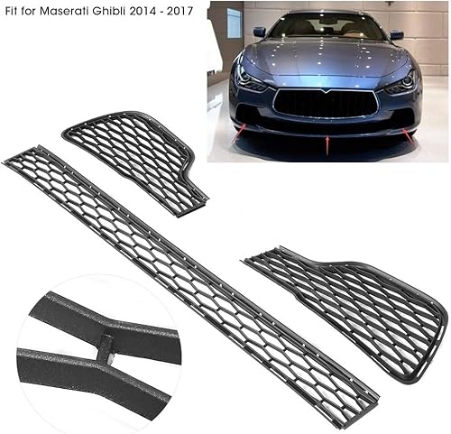 Miniatura 3 de Acouto Juego de parrilla inferior para parachoques delantero Ghibli 2014-2017, juego de cubierta de malla para parachoques delantero de coche,