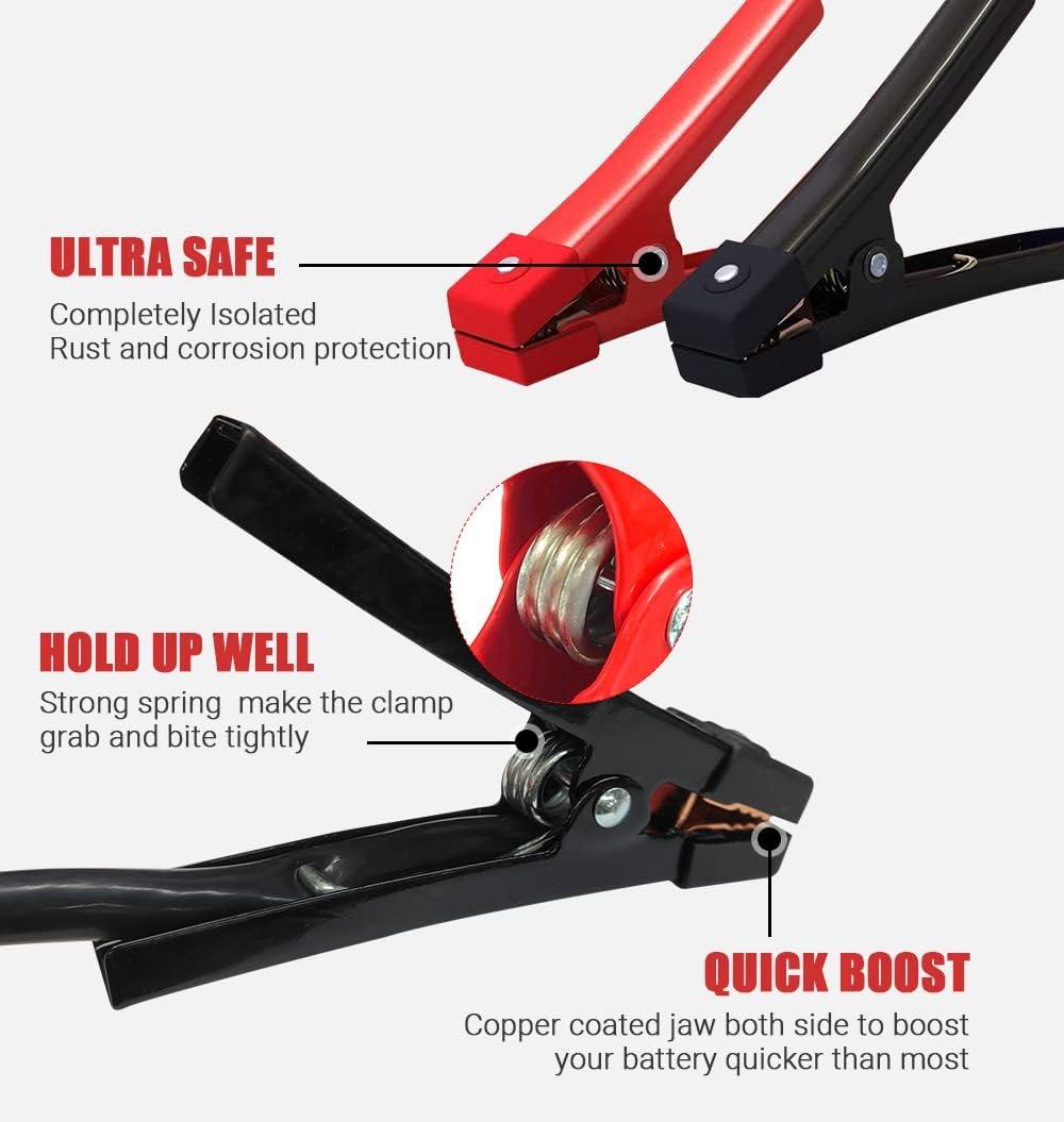 Heavy Duty Jumper Cables 1 Gauge x 25Ft. 900A Booster Cables STRONGEST and LONGEST cables with 100% Copper Jaws by AUTOGEN